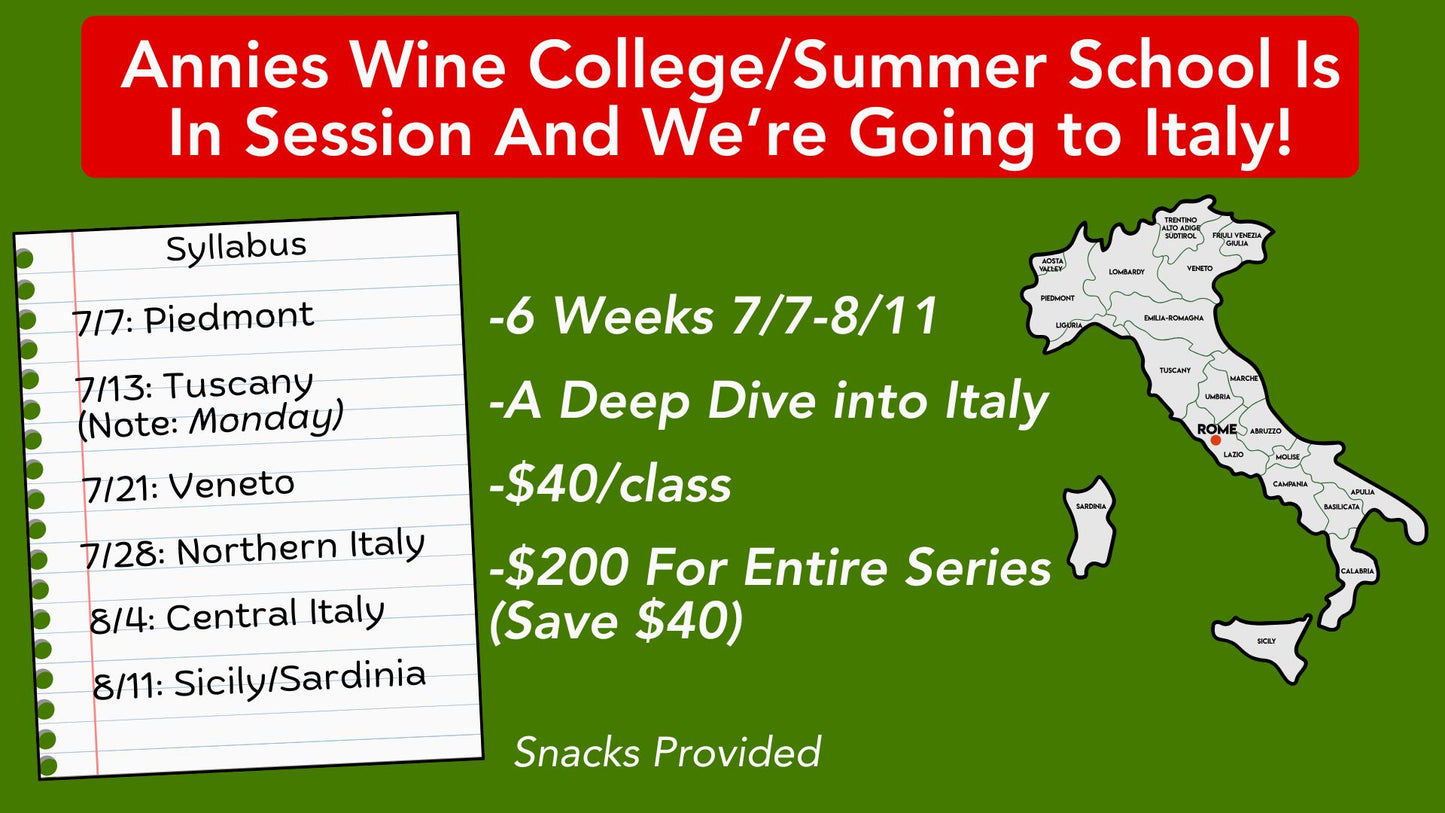 Annie's Wine College Summer School 2026-ITALY!